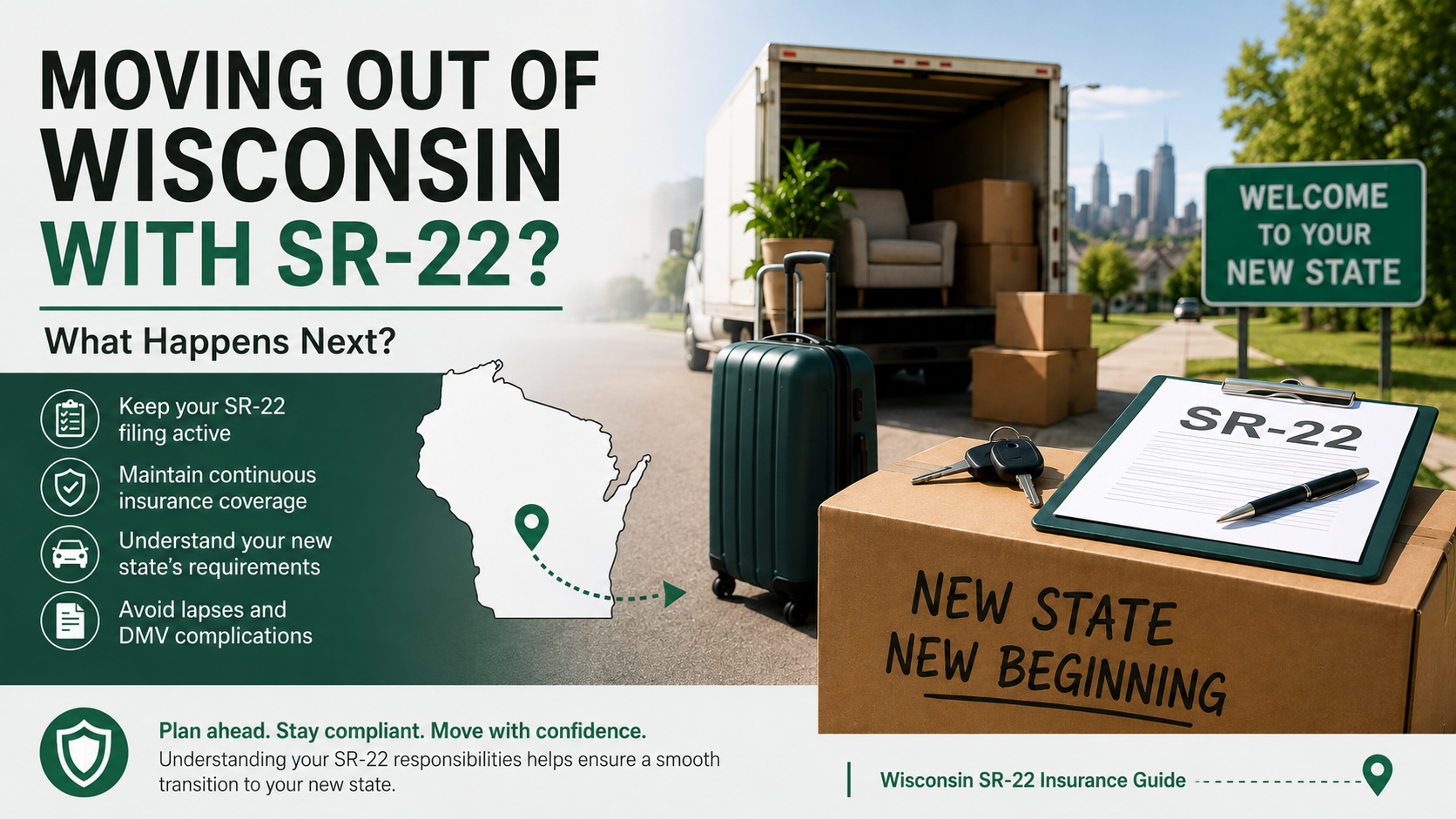 Moving out of Wisconsin with an active SR-22 insurance filing and relocating to another state