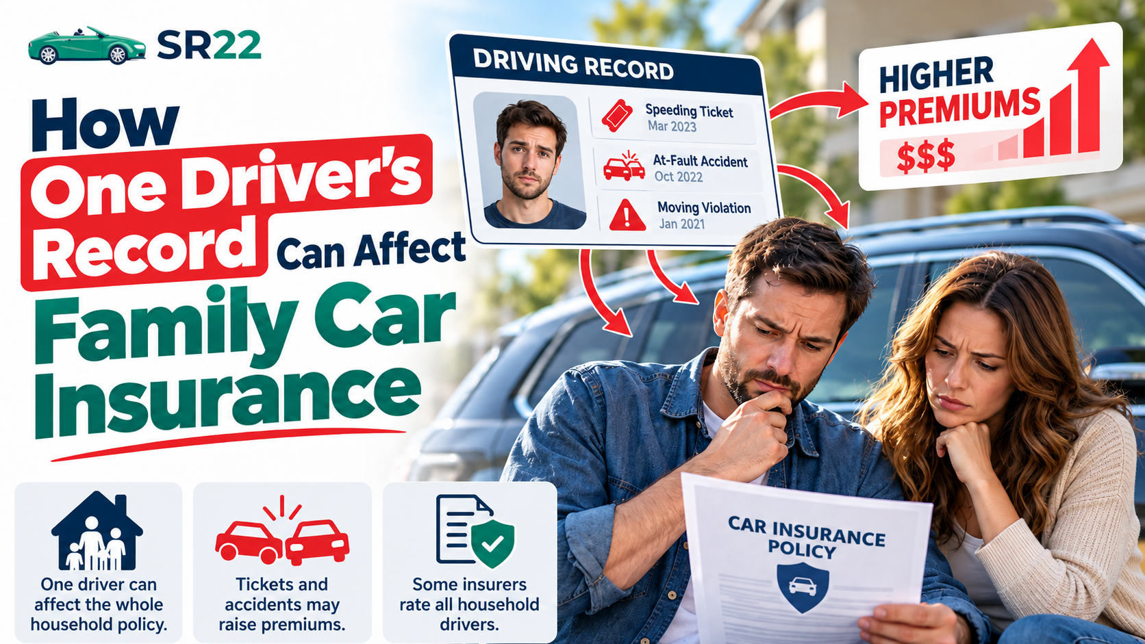 Wisconsin family reviewing car insurance after one household driver receives a serious traffic violation