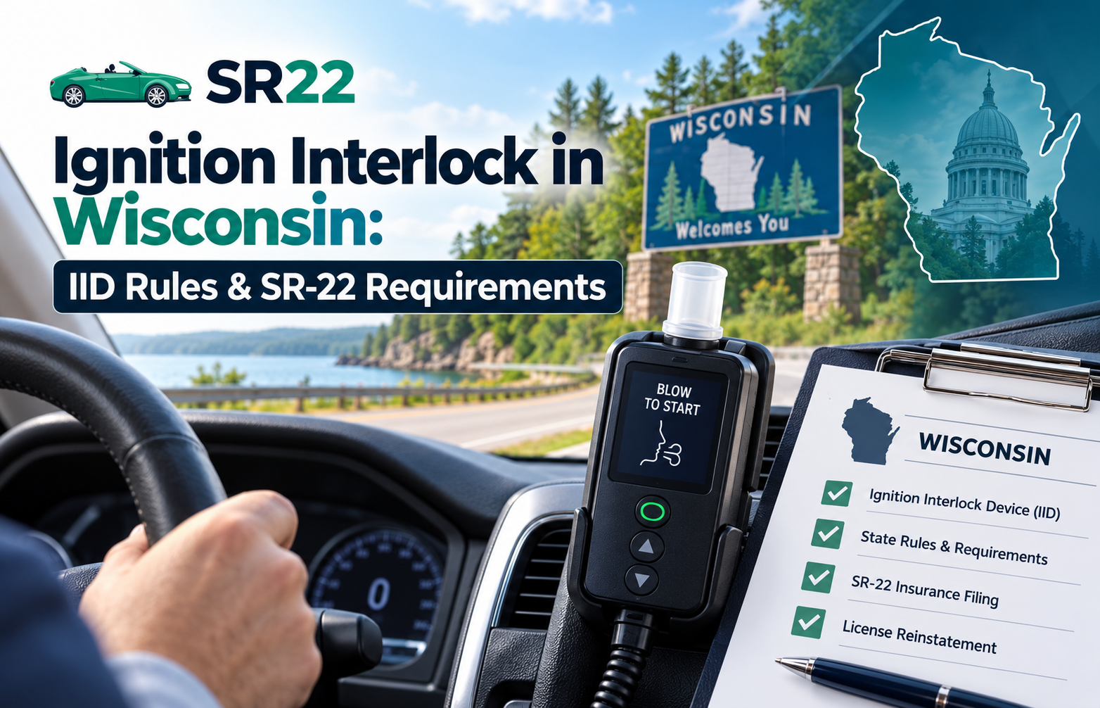 Ignition interlock device installed in a vehicle for a Wisconsin driver completing OWI and license requirements